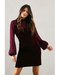 Wallis - Occasion Velvet Chiffon Sleeve Shift Dress - Lyst