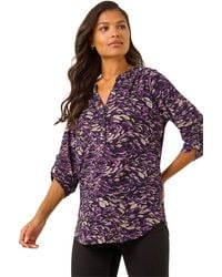 Roman - Abstract Print V-Neck Stretch Shirt - Lyst