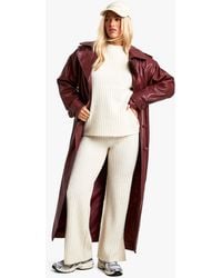Boohoo - Soft Knit Thick Rib Crew Neck Oversized Jumper And Knitted Trouser Set - Lyst