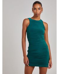 Pink Vanilla - High Neck Ruched Slinky Mini Dress - Lyst
