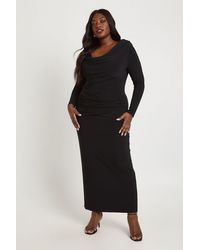 Boohoo - Plus Slinky Bardot Column Maxi Dress - Lyst