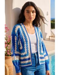 Roman - Crochet Edge Knit Cardigan - Lyst