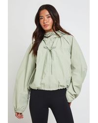 Boohoo - Nylon Funnel Neck Hooded Zip Through Jacket - Lyst