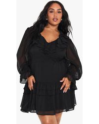 Boohoo - Plus Chiffon Gathered Waist Ruffle Skater Dress - Lyst
