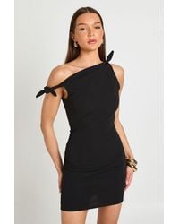 Boohoo - Jersey Crepe Knot Shoulder Mini Dress - Lyst