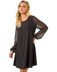 Roman - Petite Hotfix Sleeve Stretch Shift Dress - Lyst
