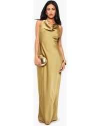 Boohoo - Drape Back Satin Maxi Dress - Lyst