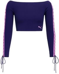 PUMA - X Rihanna Fenty Laced Sleeve Crop Top Cotton - Lyst