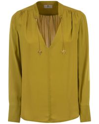 Elisabetta Franchi - Georgette Shirt With Charms And Logo - Lyst