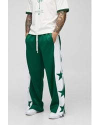 BoohooMAN - Wide Leg Star Tricot Split Hem Joggers - Lyst