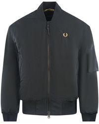 Fred Perry Hooded Padded Brentham Jacket in Black for Men | Lyst UK
