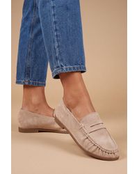 Oasis - Olivia Faux Suede Ruched Detail Loafers - Lyst