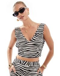 Vero Moda - Linen Touch Cropped Tie Back Top Co-ord - Lyst