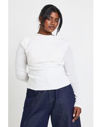 Boohoo - Plus Slash Neck Long Sleeve Top - Lyst