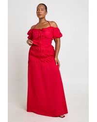 Boohoo - Plus Poplin Shirred Maxi Skirt - Lyst