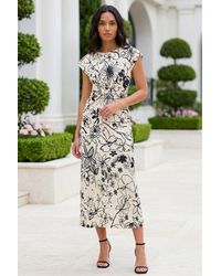 Roman - Printed Twist Front Wrap Dress - Lyst