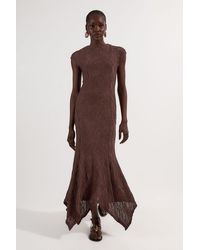 Karen Millen - Textured Hanky Hem Short Sleeve Trim Detail Jersey Maxi Dress - Lyst