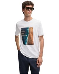 BOSS - Text Graphic Crew Neck Short Sleeve Jersey T-Shirt - Lyst