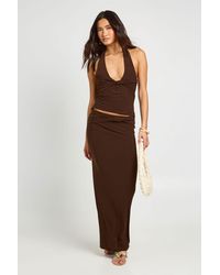 Boohoo - Double Layer Slinky Knot Detail Maxi Skirt - Lyst