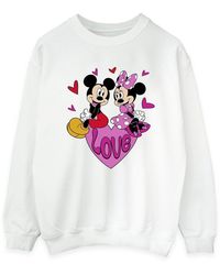 Disney - Ladies Love Hearts Mickey & Minnie Mouse Sweatshirt - Lyst
