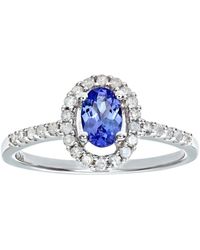 DIAMANT L'ÉTERNEL - 9ct Witgouden Tanzaniet En Diamanten Clusterring Met Diamanten Schouders - Lyst