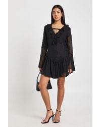 Boohoo - Floral Burnout Dipped Hem Mini Dress - Lyst