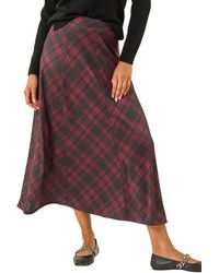 Roman - Panelled Check Midi Skirt - Lyst