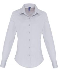 PREMIER - Ladies Stretch Fit Poplin Long Sleeve Blouse - Lyst