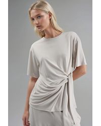 Busem - Loose Fit Crew Neck Modal Blouse With Tie Detail - Lyst