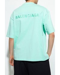 Balenciaga - T-shirt Met Geborduurd Logo In Groen - Lyst