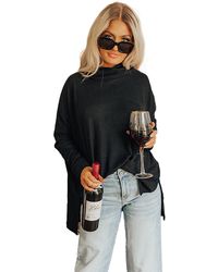 Azura Exchange - Oversized Mock Neck Sweater Relaxed Fit - Lyst