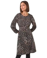 Roman - Speckled Print Stretch Dress - Lyst