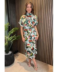 AX Paris - Abstract Print High Neck Wrap Skirt Midi Dress - Lyst