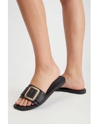 Boohoo - Wide Fit Oversized Buckle Sliders - Lyst