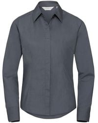 Russell - Collection Ladies/ Long Sleeve Poly-Cotton Easy Care Fitted Poplin Shirt (Convoy) - Lyst