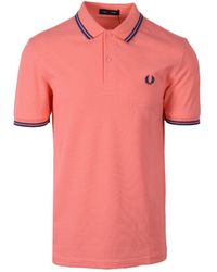 Fred Perry - Twin Tipped Polo Shirt Coral Heat/Shaded Cobalt - Lyst