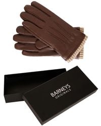 Barneys Originals - Gift Boxed Goat Leather Glove With Cream Knit Cuff - Lyst