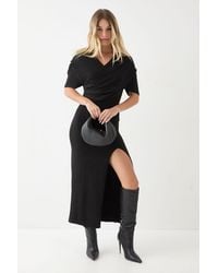 MissPap - Knitted Wrap Front Split Hem Maxi Dress - Lyst