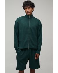 BoohooMAN - Oversized Boxy Rib Dual Ended Zip Through Funnel Neck Short Tracksuit - Lyst
