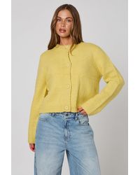 Urban Bliss - Lime Cropped Soft Knit Cardigan - Lyst