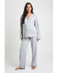 Boohoo - Maternity Piping Detail Long Sleeve Shirt & Trouser Pyjama Set - Lyst