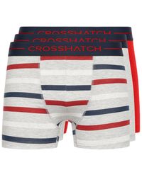 Crosshatch - Warbler Boxershorts (set Van 3) (rood/grijs/navy) - Lyst