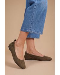 Good for the Sole - Julia Faux Suede Ruched Elasticated Ballet Pumps - Lyst