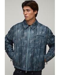 BoohooMAN - Boxy Fit Distressed Check Harrington Jacket - Lyst