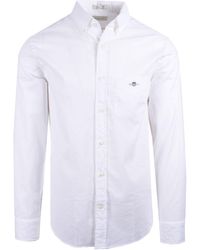 GANT - Reg Cotton Linen Long Sleeve Shirt - Lyst