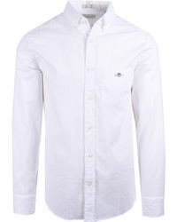 GANT - Reg Cotton Linen Long Sleeve Shirt - Lyst