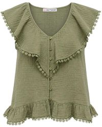 MixRay - Katoenen V-Hals Mouwloze Blouse - Lyst