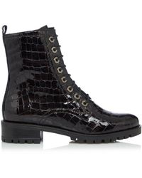 Dune - Ladies Croc Print Prestone Cleated Sole Lace-Up Hiker Boots - Lyst
