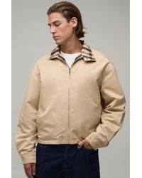 BoohooMAN - Boxy Fit Reversible Check Twill Harrington Jacket - Lyst