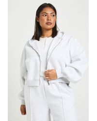 Boohoo - Plus Core Basic Boxy Balloon Sleeve Oversized Zip Through Hoodie - Lyst